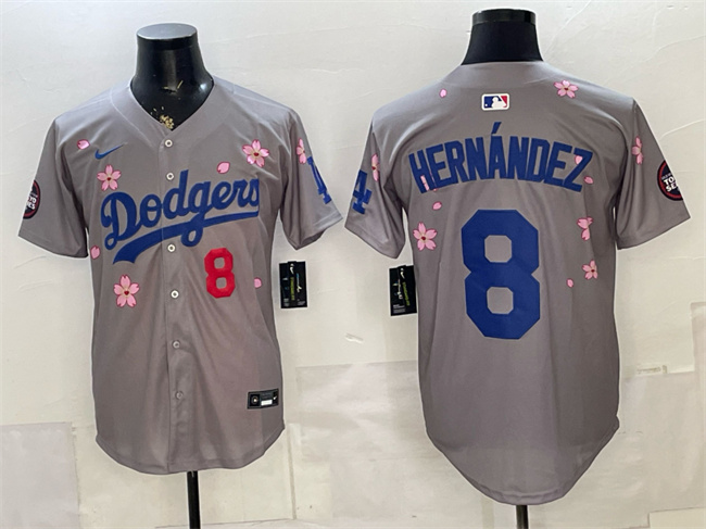 Men's Los Angeles Dodgers #8 Enrique Hernández Grey 2025 Tokyo Series Limited Stitched Baseball Jersey Men's Los Angeles Dodgers #8 Enrique Hernández Grey 2025 Tokyo Series Limited Stitched Baseball Jersey